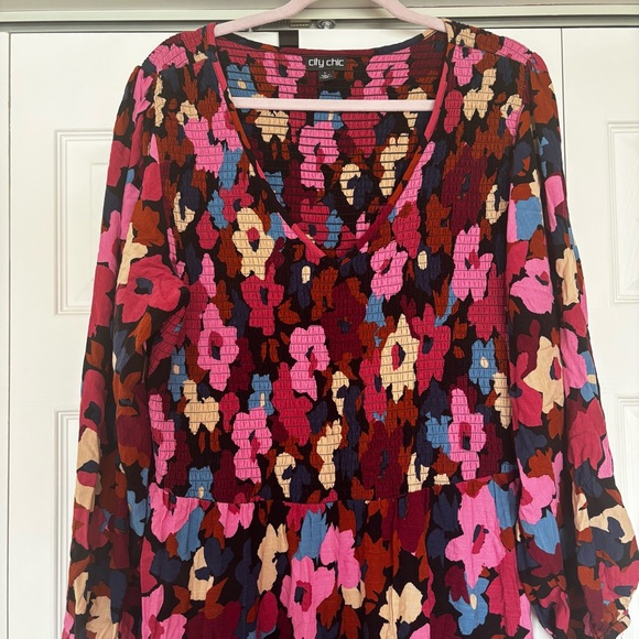 City Chic Vintage Floral Long Sleeve Maxi Dress - Picture 6 of 7